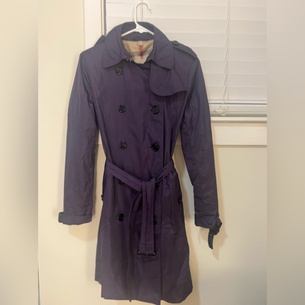 Dark Purple Burberry Rain Trench Coat Size 6